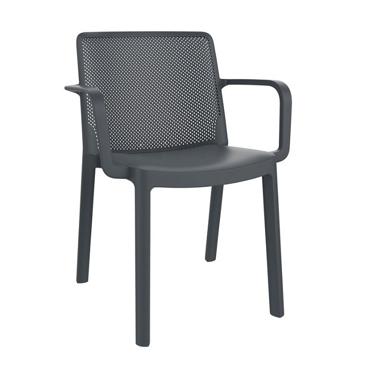 Lot de chaises avec accoudoirs en polypropylène avec finition de couleur gris foncé Fresh Garbar