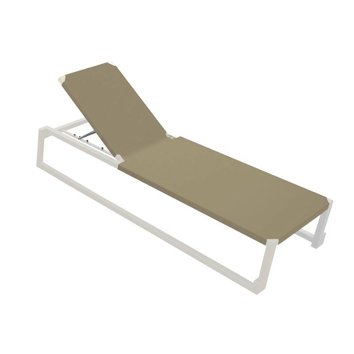 Chaise longue inclinable fabriquée en aluminium et textilène de couleur blanc et sable Barcino Resol