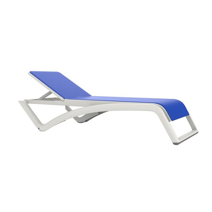 Lot de 2 chaises longues inclinables de couleur blanc et bleu Sky Premium Resol