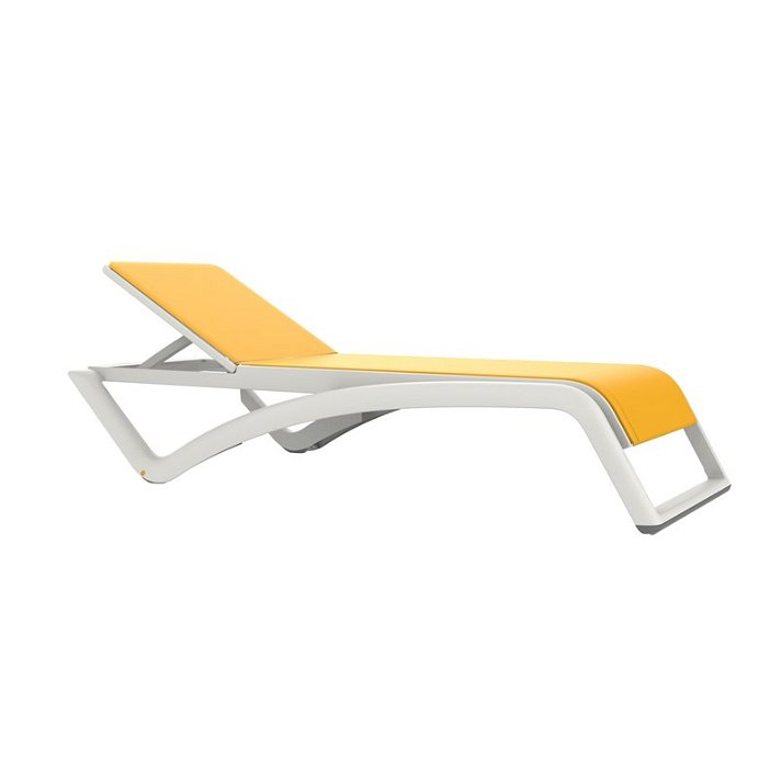 Lot de 2 chaises longues inclinable de couleur blanc et jaune Sky Premium Resol