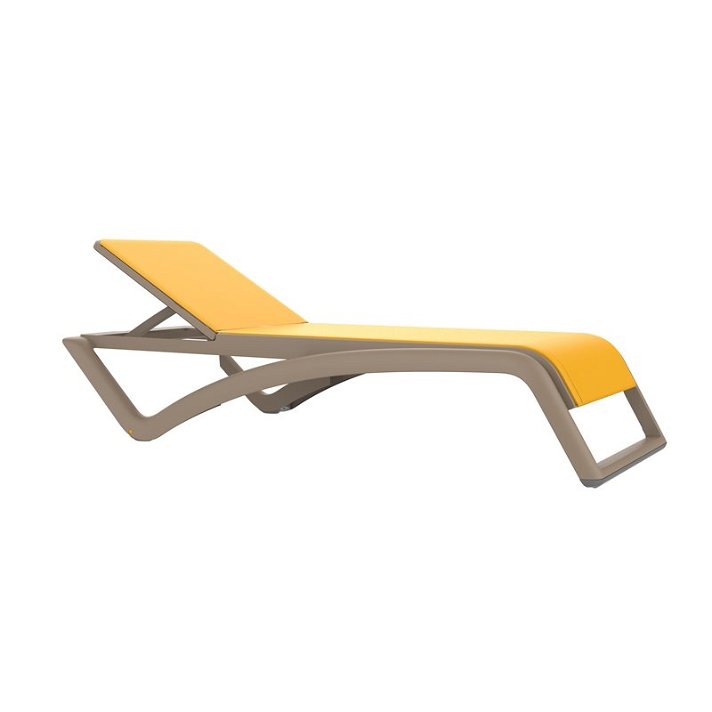 Lot de 2 chaises longues inclinables de couleur sable et jaune Sky Premium Resol