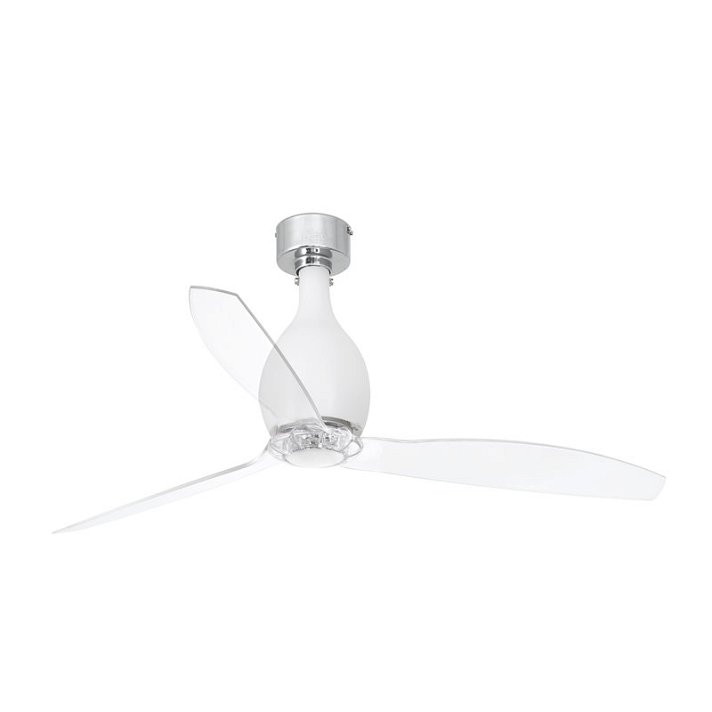 Ventilateur de plafond blanc mat et hélices transparentes Mini Eterfan Faro