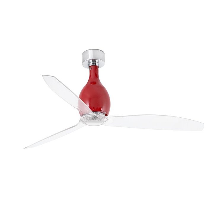 Ventilatore da soffitto a 6 velocità con funzione inverno-estate in trasparente con finitura rossa Mini Eterfan Faro
