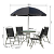 Conjunto de mesa 4 sillas y sombrilla color Negro Outsunny