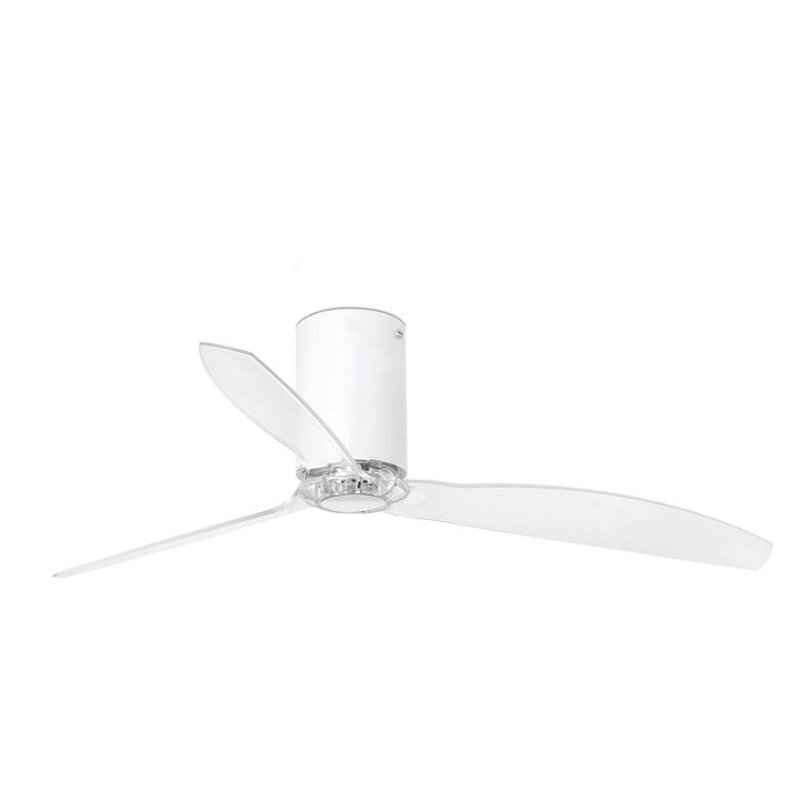 Ventilateur de plafond transparent de couleur blanc mat et avec six vitesses Mini Tube Fan Faro