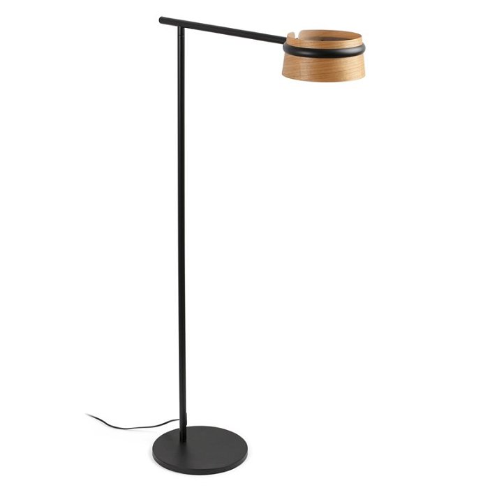 Lámpara de pie con luz LED de 6 W fabricada de metal y madera con acabado en color negro Loop Faro
