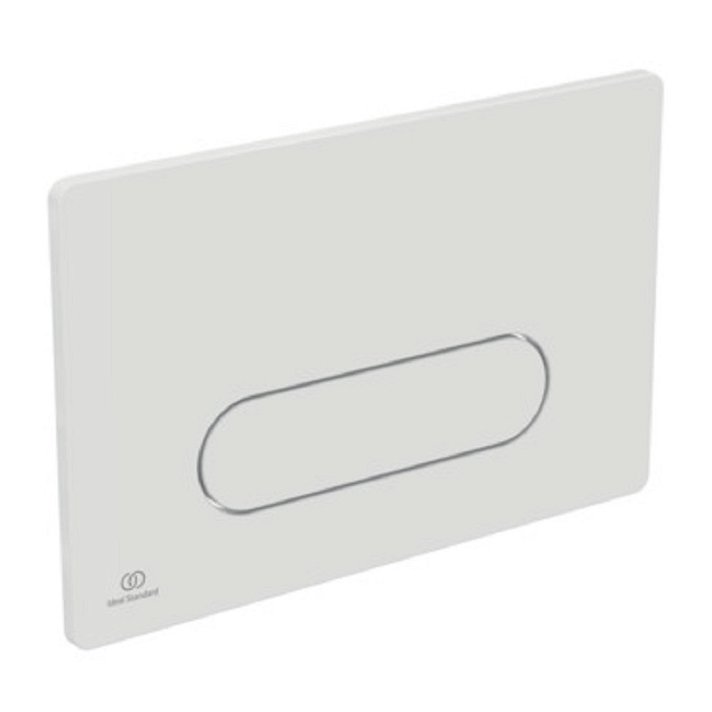 Placa pulsadora fabricada en plástico ABS con acabado blanco brillo M4 Oleas Ideal Standard