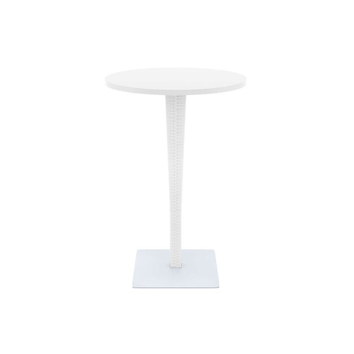 Table ronde blanche fabriquée en plastique dure revêtue en polyrotin Riva CLP