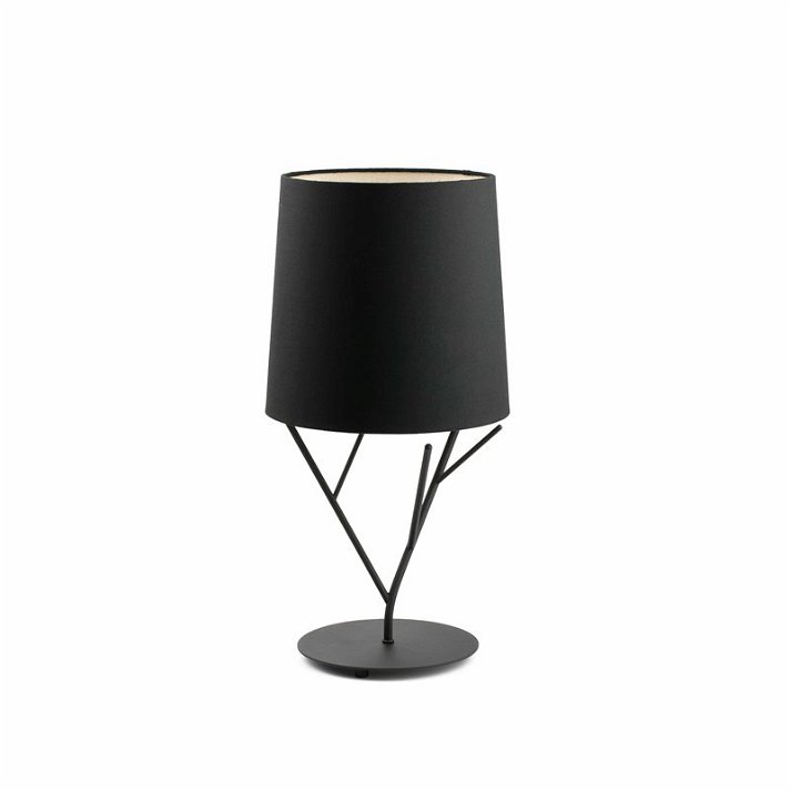 Lámpara de sobremesa con luz E27 de 60 W fabricada de acero con acabado en color negro Tree Faro