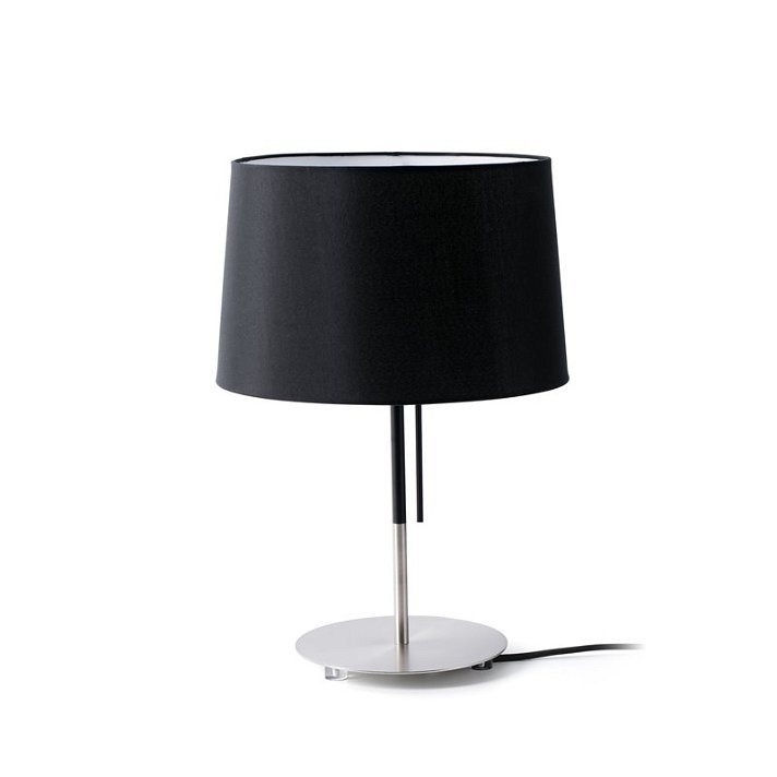 Lampada da tavolo realizzata in metallo e paralume in tessuto di colore nero VOLTA 20W