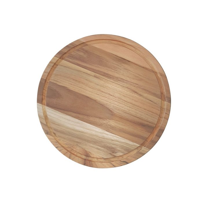 Plato redondo para asado de madera de teca con lijado natural de 26 cm Tramontina