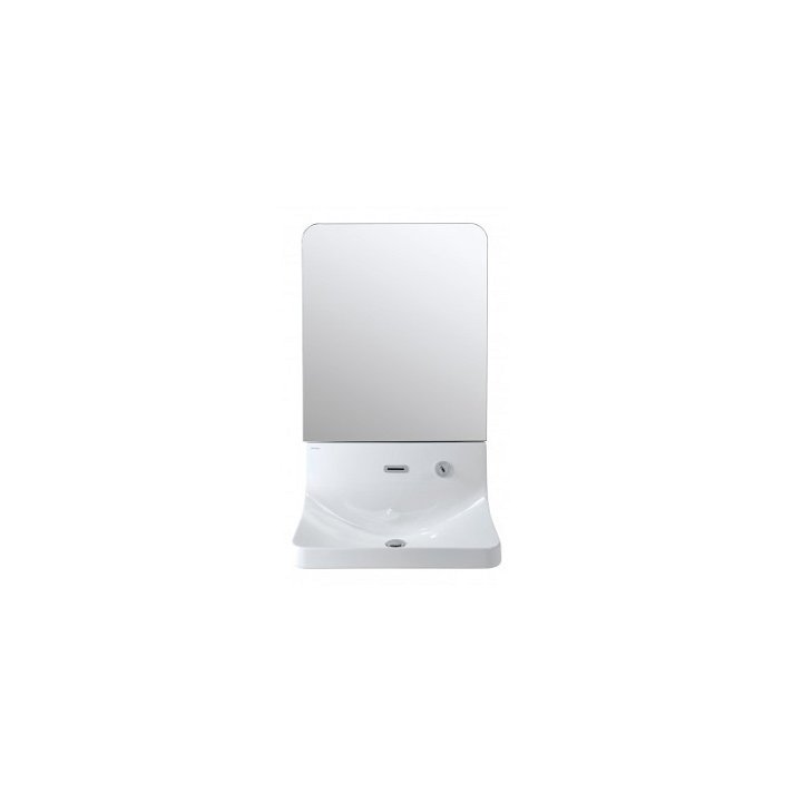 Lavabo sospeso con specchio e mobile da 65 cm in finitura bianca Blend Unisan