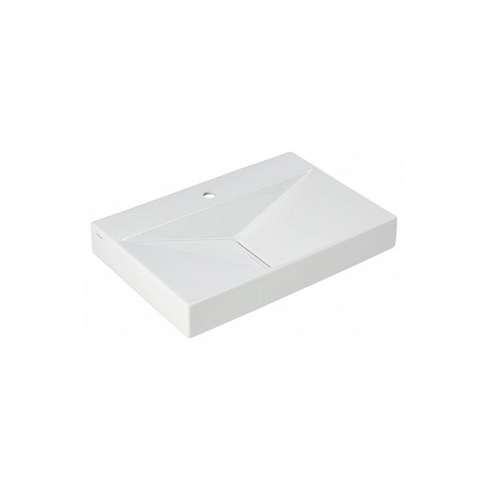 Lavabo suspendido moderno blanco con orificio para grifería de 65x45x13,5 cm FLUX Unisan