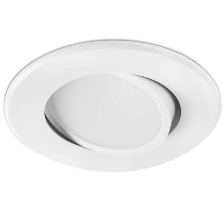 Spot à encastrer au plafond avec lumière LED fabriqué en PVC de forme ronde et de couleur blanche Faro