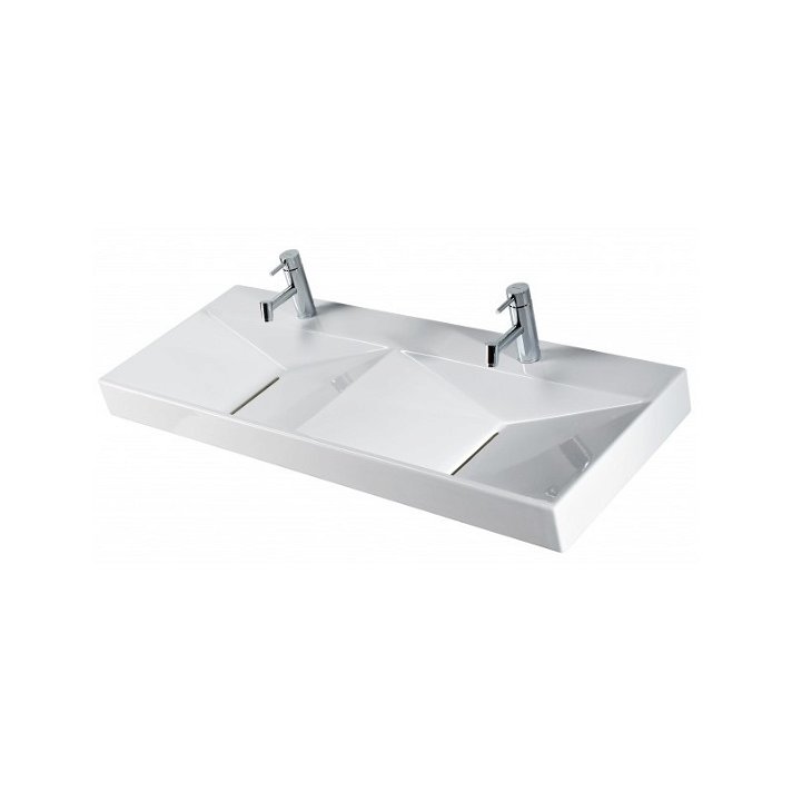 Plan vasque suspendu de forme rectangulaire de 120 cm avec finition blanche FLUX Unisan