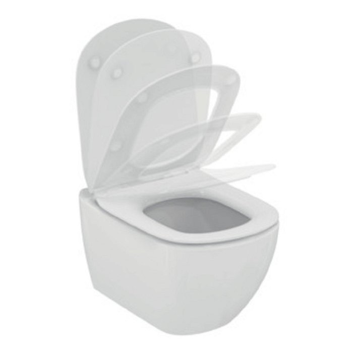 WC suspendu avec siège et abattant avec frein de chute blanc mat Tesi Ideal Standard