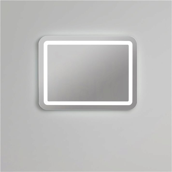 Miroir pour salle de bains aux angles arrondis avec lumière et cadre de couleur noire Coconut BathDecor