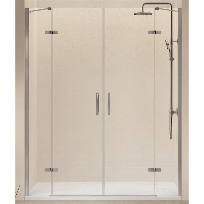 Painel de duche frontal 2 portas rebatíveis cor prata com alto brilho NA415 Kassandra