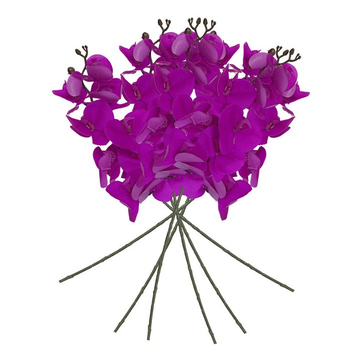 Pack de 6 ramos de orquídeas artificiales fabricados en plástico y tela de color fucsia Wellhome Diempi