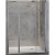 Mampara frontal con puerta abatible de cristal templado con perfileria de aluminio en plata brillo NA517 Kassandra