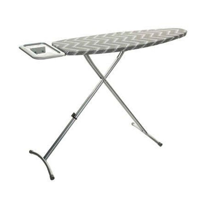 Tabla de planchar con altura regulable fabricada con metal y algodón en color gris y blanco Five Diempi