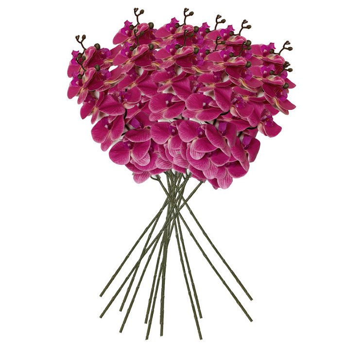 Pack de 12 ramos de orquídeas color fucsia artificiales fabricados en plástico y tela Wellhome Diempi