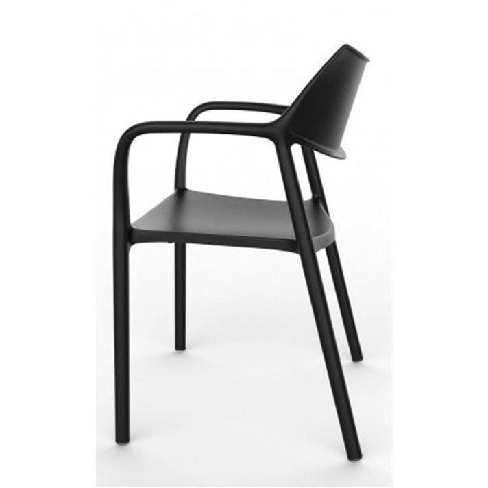 Pack de sillas apilables con reposabrazos y acabado en color negro Splash aire Resol