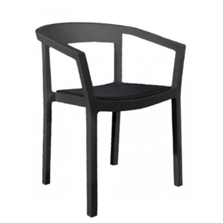 Lot de 4 chaises avec accoudoirs fabriquées en polypropylène et tapissées de couleur noire Peach Resol