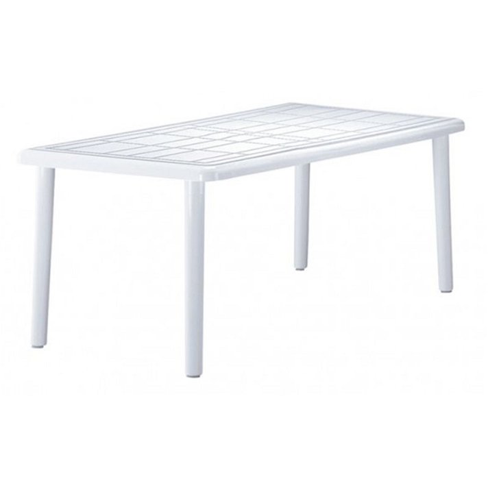 Mesa rectangular para exterior fabricada con polipropileno de 180x90 cm color blanco Sevilla Resol