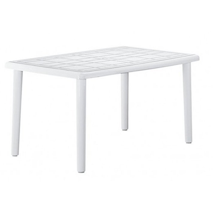 Mesa rectangular para exterior fabricada con polipropileno de 140x73 cm color blanco Olot Resol