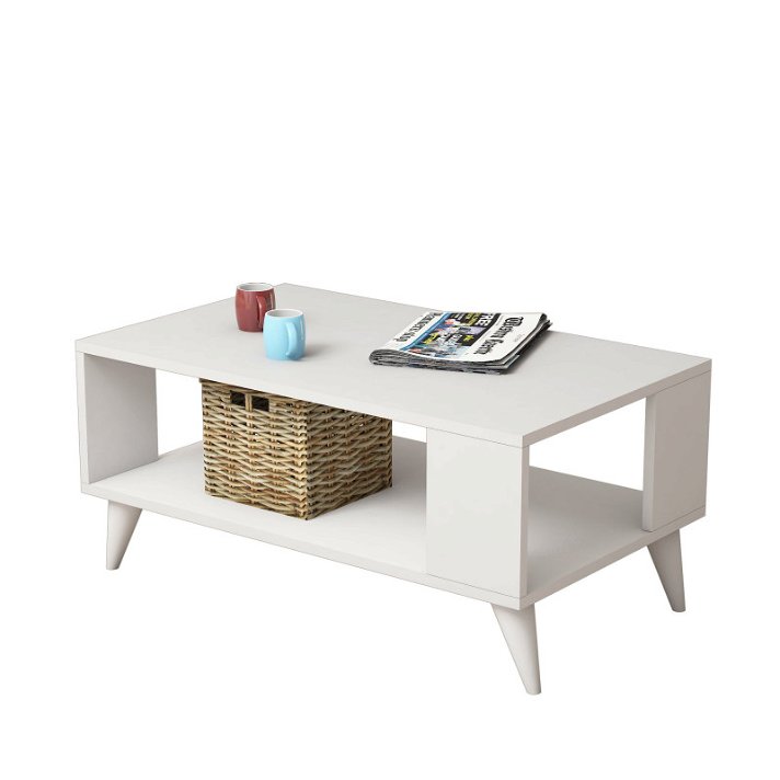 Mesa auxiliar con acabado en color blanco fabricada en tablero de aglomerado Diempi