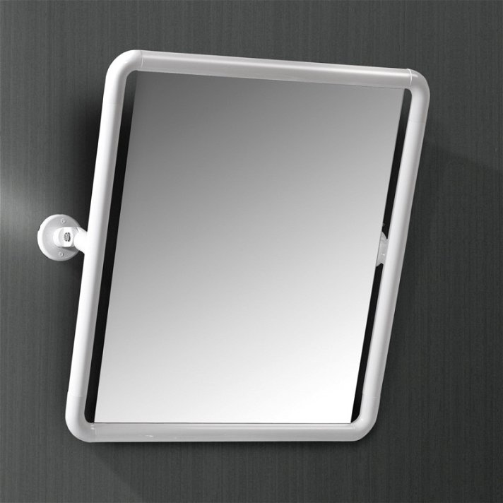 Espejo reclinable para usuario de movilidad reducida con marco de aluminio de color blanco Presto