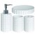 Set de 4 piezas de decoración para baños para lavabos fabricado en poliresina y acero inoxidable Mozaik Diempi