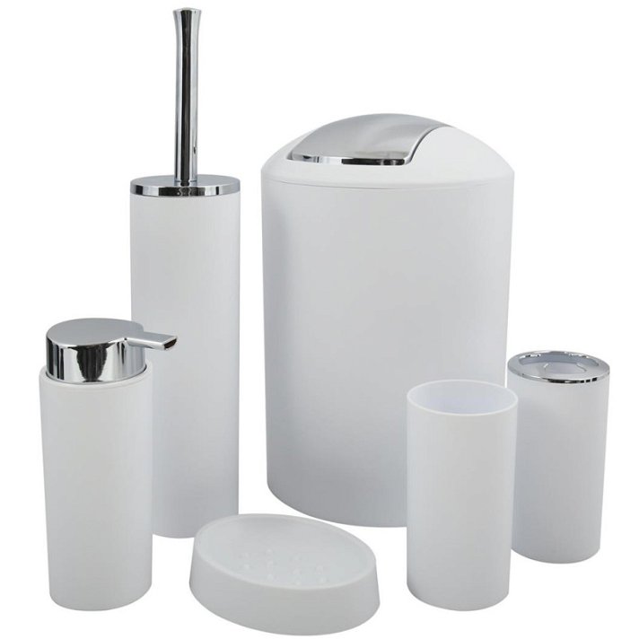 Set de accesorios para baño de polipropileno con un acabado en color blanco MSV Diempi