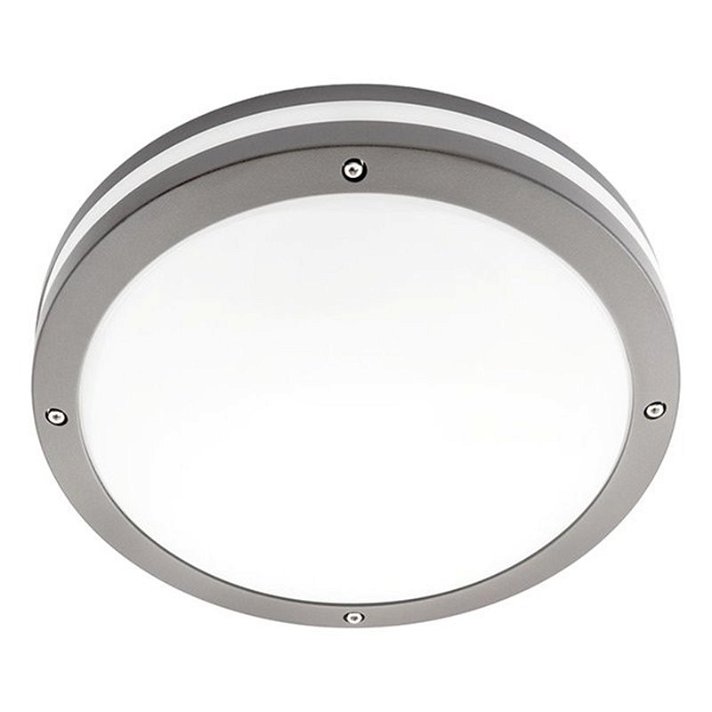 Plafón LED redondo de 30 cm de diámetro apto para exteriores en color gris LedHabitat