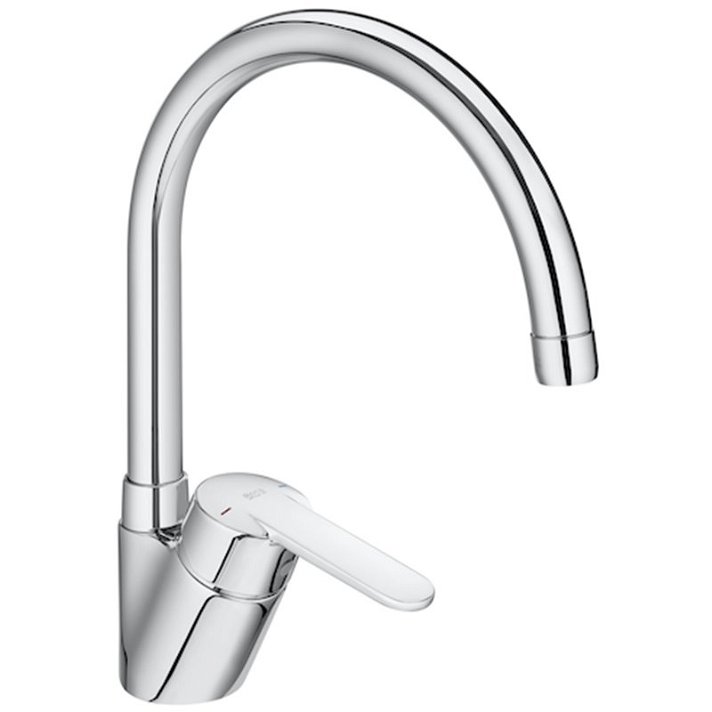 Roca Victoria deck-mounted single-handle kitchen tap with a chrome finish
