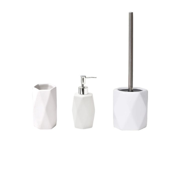 Conjunto moderno de accesorios para baño fabricado en gres porcelánico color blanco Diempi