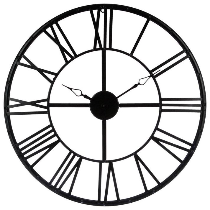 Reloj de pared estilo industrial y vintage fabricado en metal con acabado negro Atmosphera Diempi