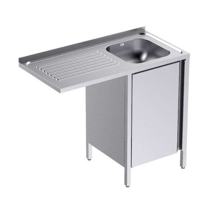 Évier avec bac à droite et bâti-support de 100 x 50 cm et étagère pour lave-vaisselle en acier inoxydable Gama 500 Distform