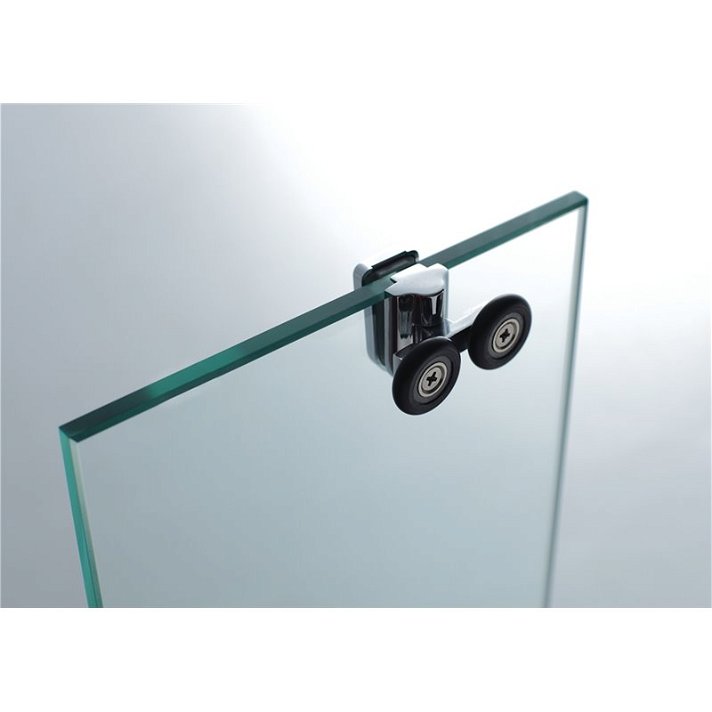 Mampara de ducha de tipo angular con 3 hojas de vidrio templado de 6 mm de grosor TANDEM de GME