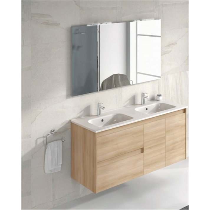 Mueble de baño con lavabo cerámico de dos senos integrado 120 cm varios colores Alfa Royo