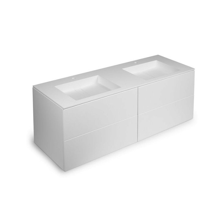 Mobile da quattro cassetti con lavabo a due vasche di 160 cm fabbricato in legno laccato Block Cosmic
