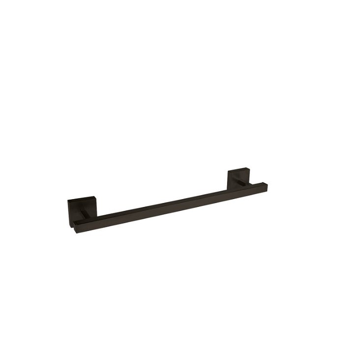 Toallero tipo barra de 400 mm de ancho con bases cuadradas de acabado negro bronce Tres