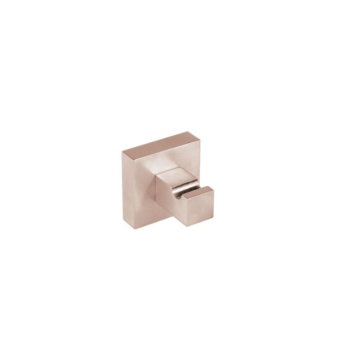 Colgador percha para baño de bordes cuadrados de 50 mm de ancho con acabado oro rosa mate 24K Tres