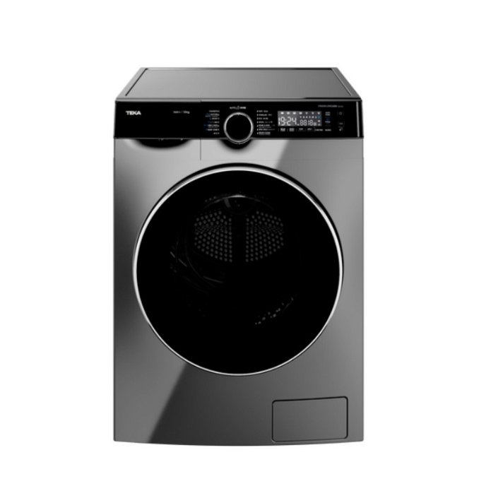 Lavadora de libre instalación de 10 kg con motor T-Inverter 14 programas de lavado color cromo y negro Teka