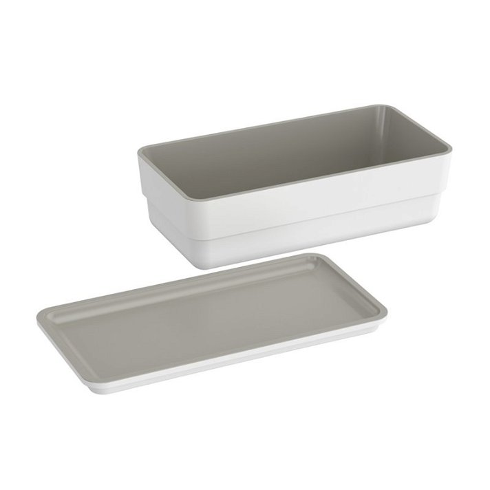 Porte-savon avec couvercle pour salle de bains de couleur blanc et gris B-smart Cosmic