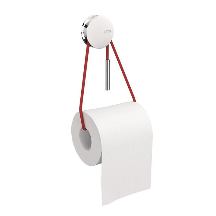 Porte-papier WC à installation par adhésif avec finition chromée avec corde rouge Diabolo Cosmic