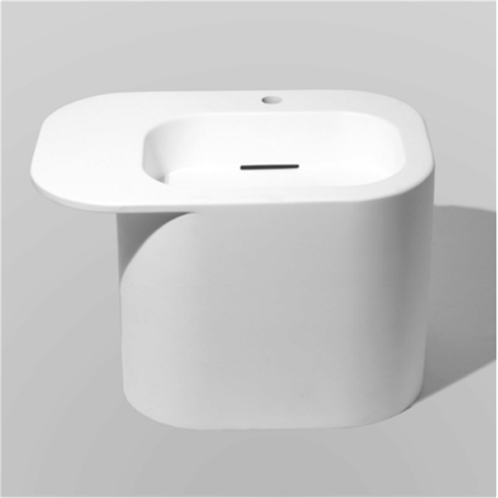 Lavabo semipedestal fabricado en Solid Surface color blanco H40 Olimpia Resigres