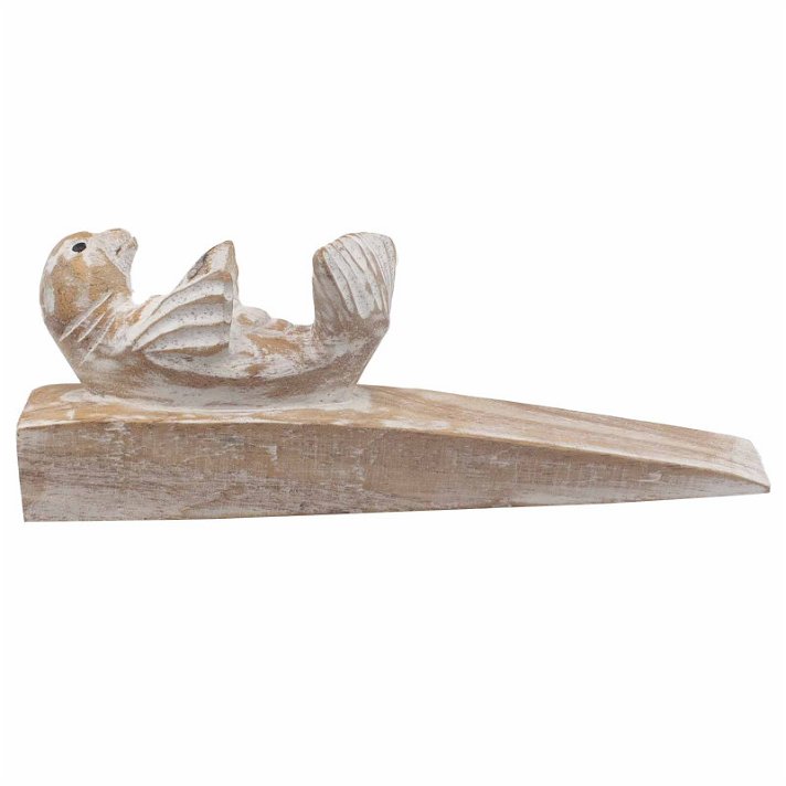 Tope para puerta de madera de jempines tallada con forma de foca bebé Ancient Wisdom