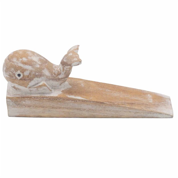Tope para puerta de madera de jempines tallada con forma de ballena Ancient Wisdom